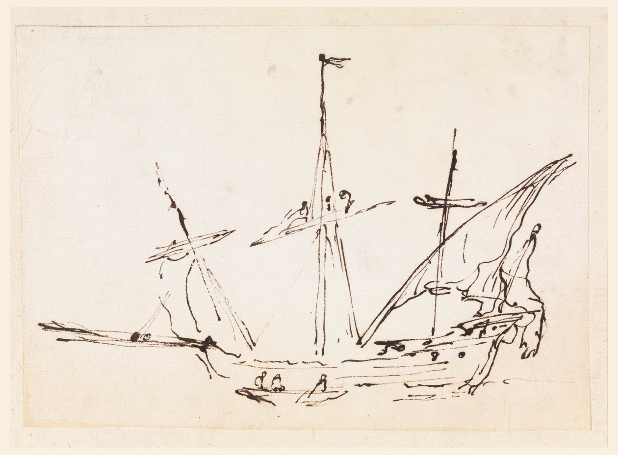 Disegno, Una nave a vela, 1770-1800 da Filippo Marchionni