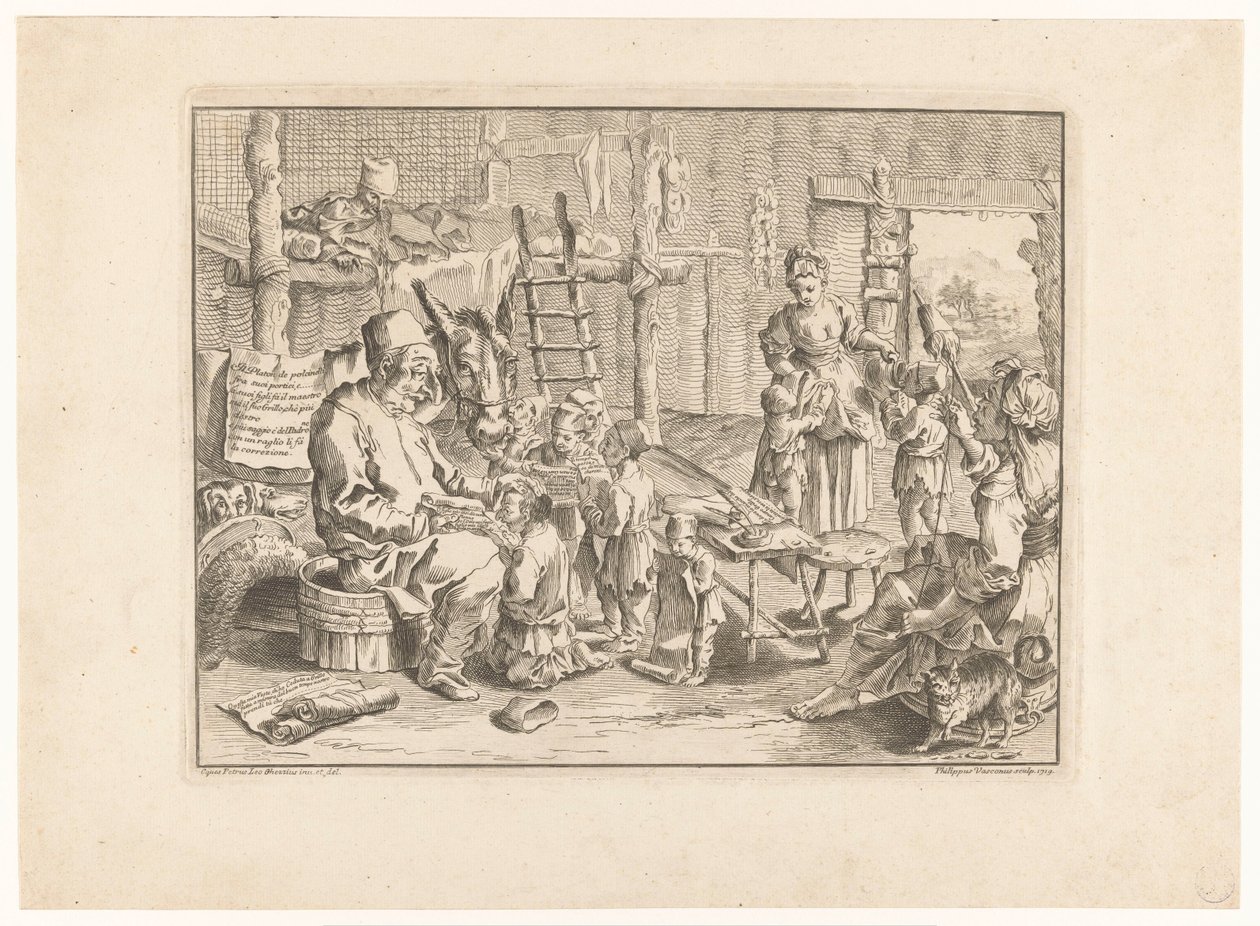 Pulcinella come maestro di scuola da Filippo Vasconi