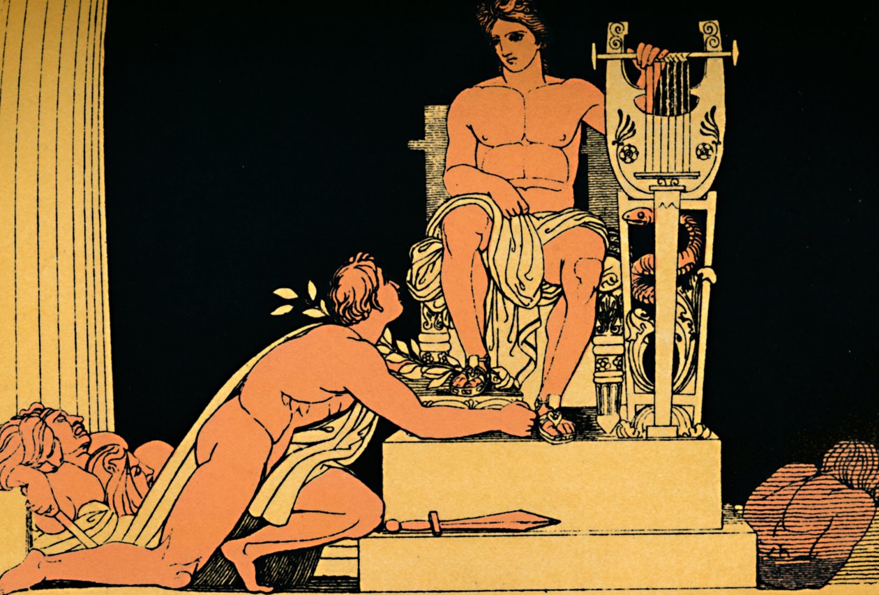 Oreste supplicante ad Apollo, 1880 da Flaxman
