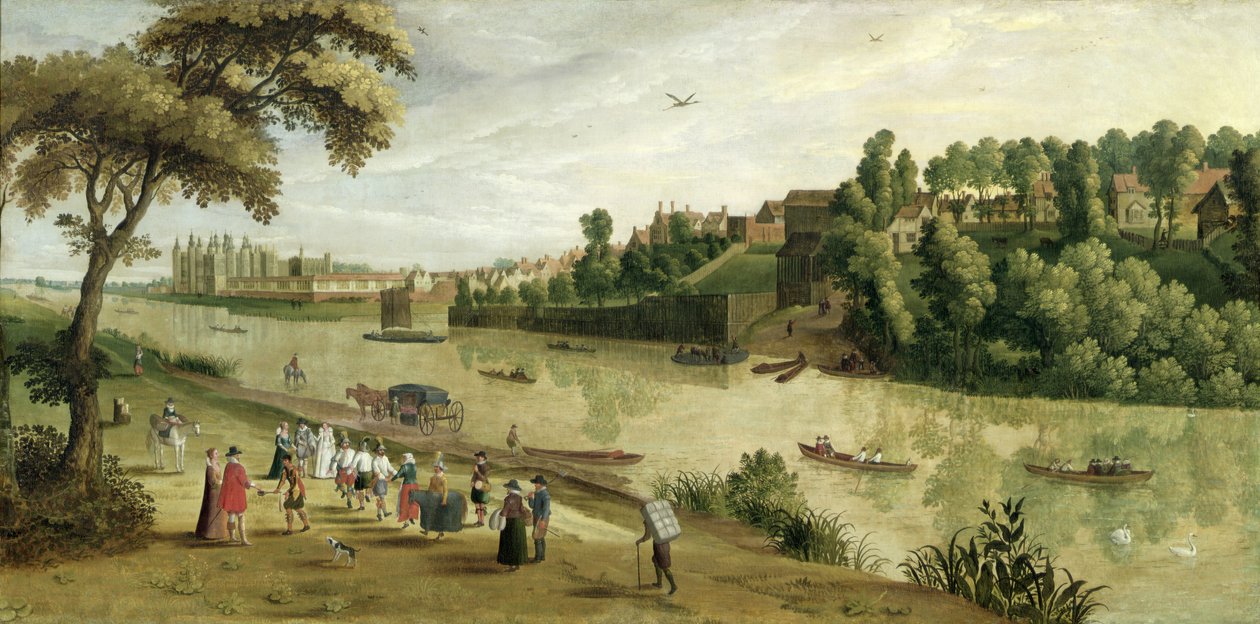 Il Tamigi a Richmond, con il vecchio palazzo reale, c.1620 da Flemish School