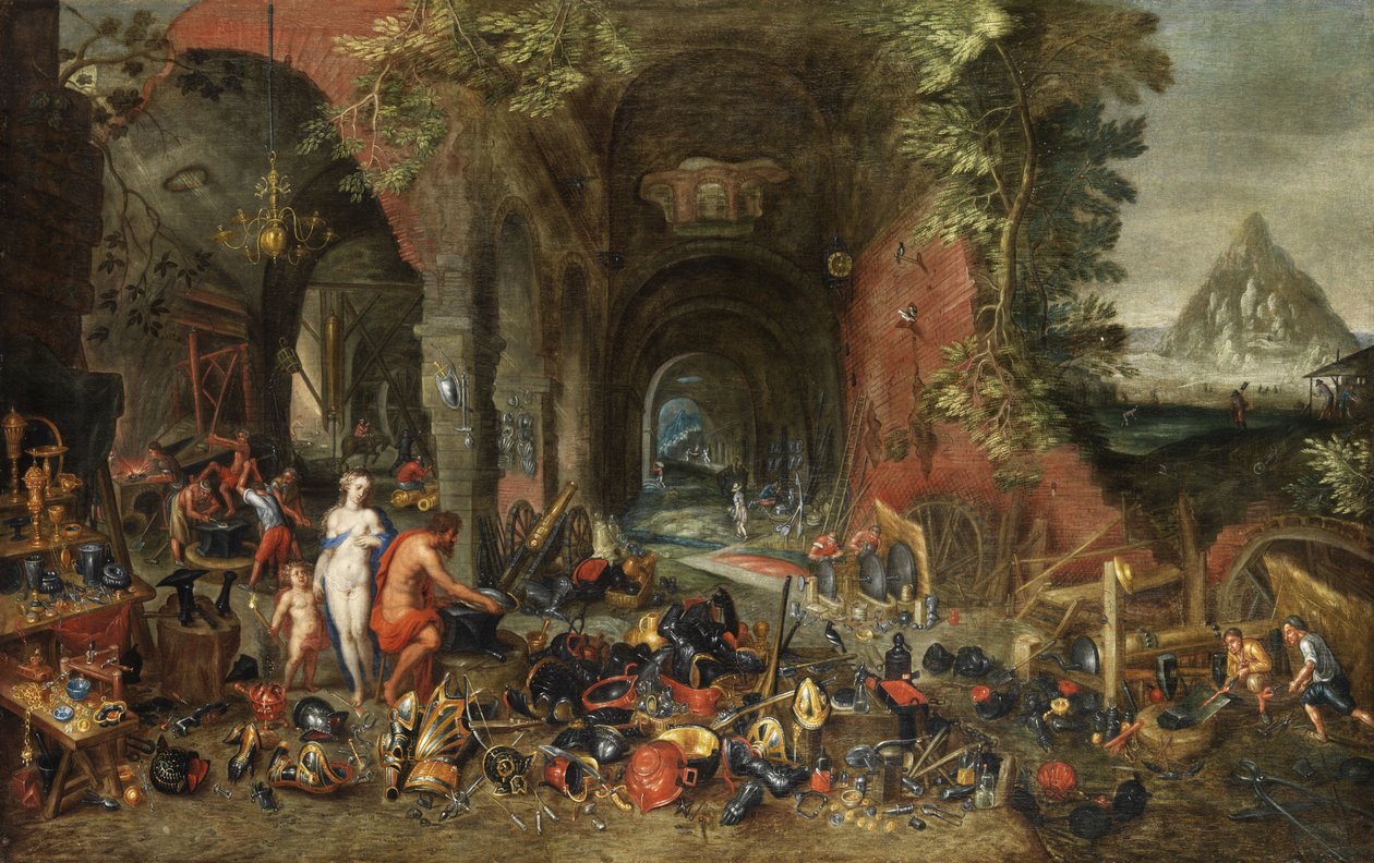 Venere e Amore nella fucina di Vulcano da Flemish painter in the circle of Jan Brueghel