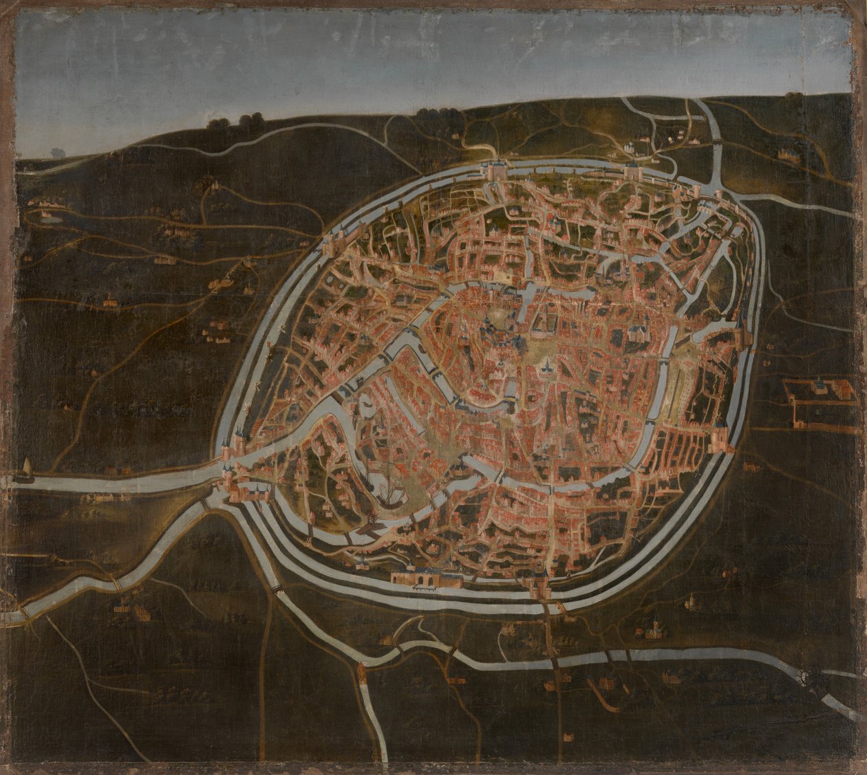 Mappa di Bruges da Flemish School