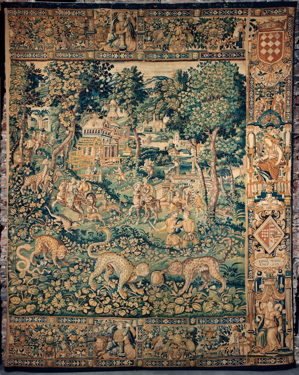 Arazzo. Enghien. Testo “ESPOIR VAINCRA CROY 1589”. da Flemish School