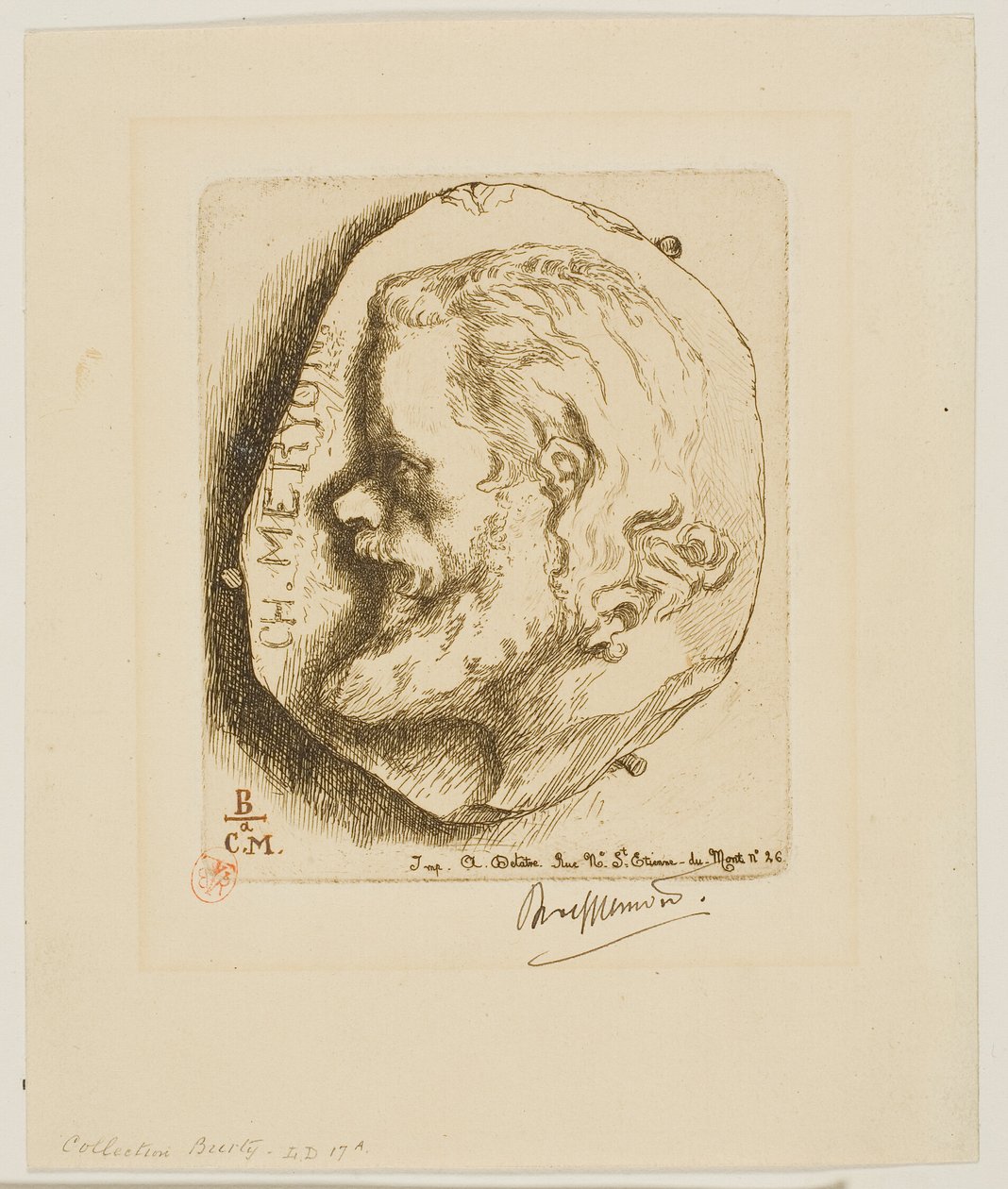 Ritratto di Meryon di profilo da Félix Henri Bracquemond