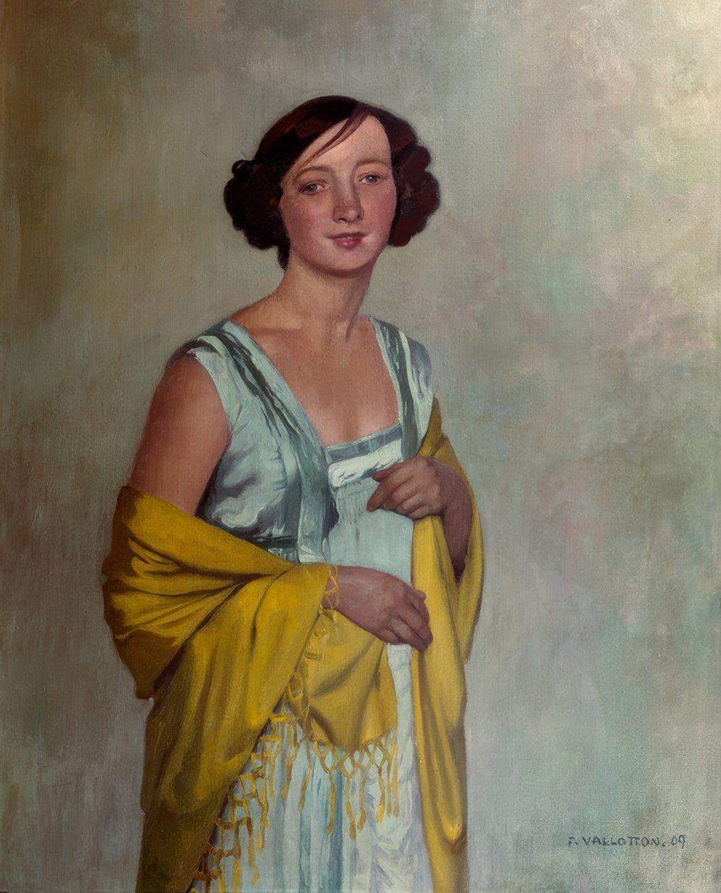 Ritratto di signora con sciarpa gialla da Félix Vallotton