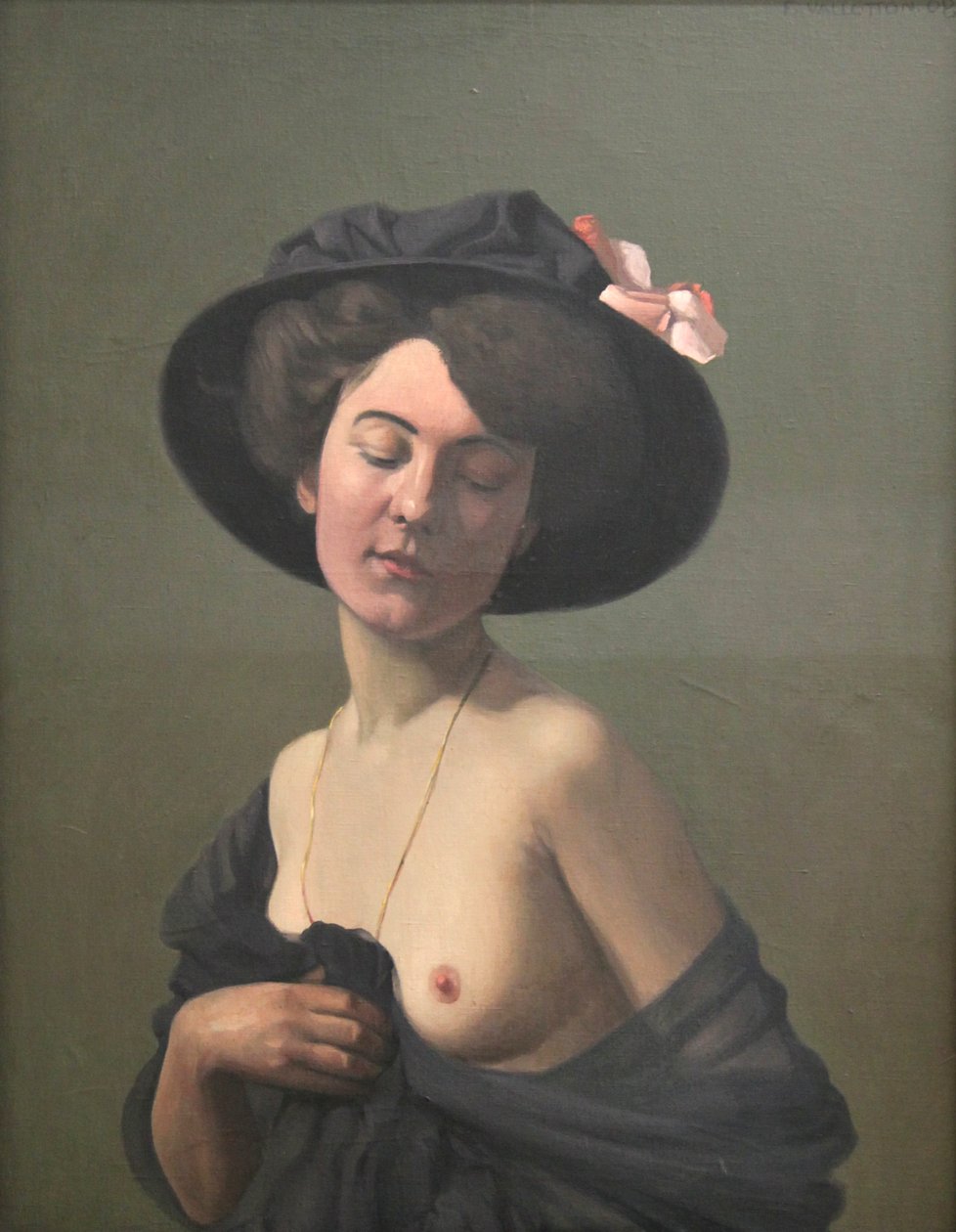 Giovane donna con cappello nero da Félix Vallotton