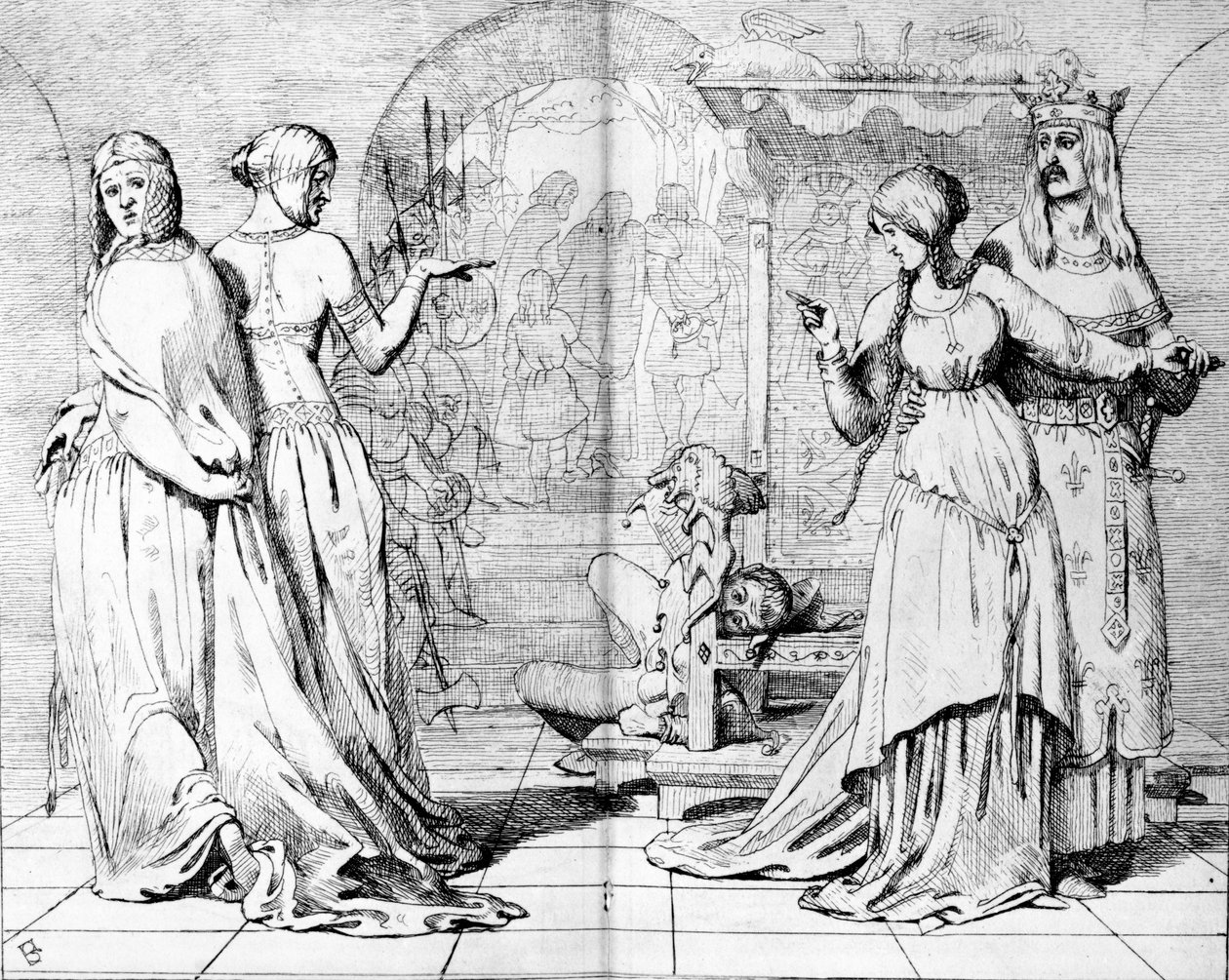 Cordelia portata via da Goneril e Regan, illustrazione da 