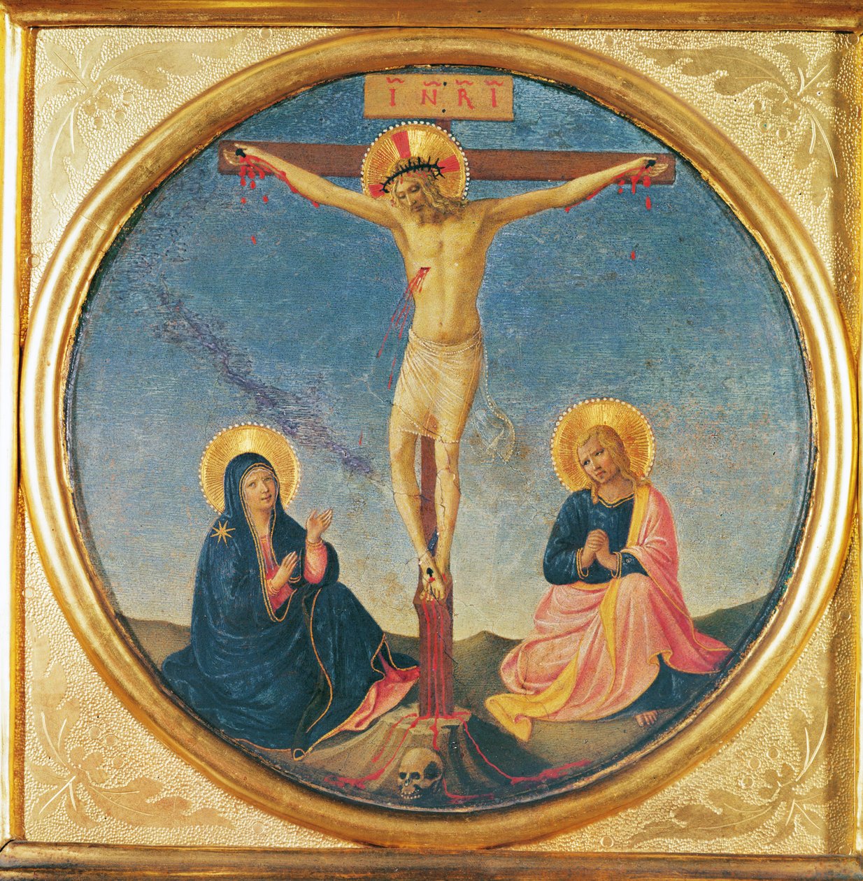 Cristo tra la Vergine e San Giovanni, o la Piccola Crocifissione (tondo), c.1395 da Fra Angelico