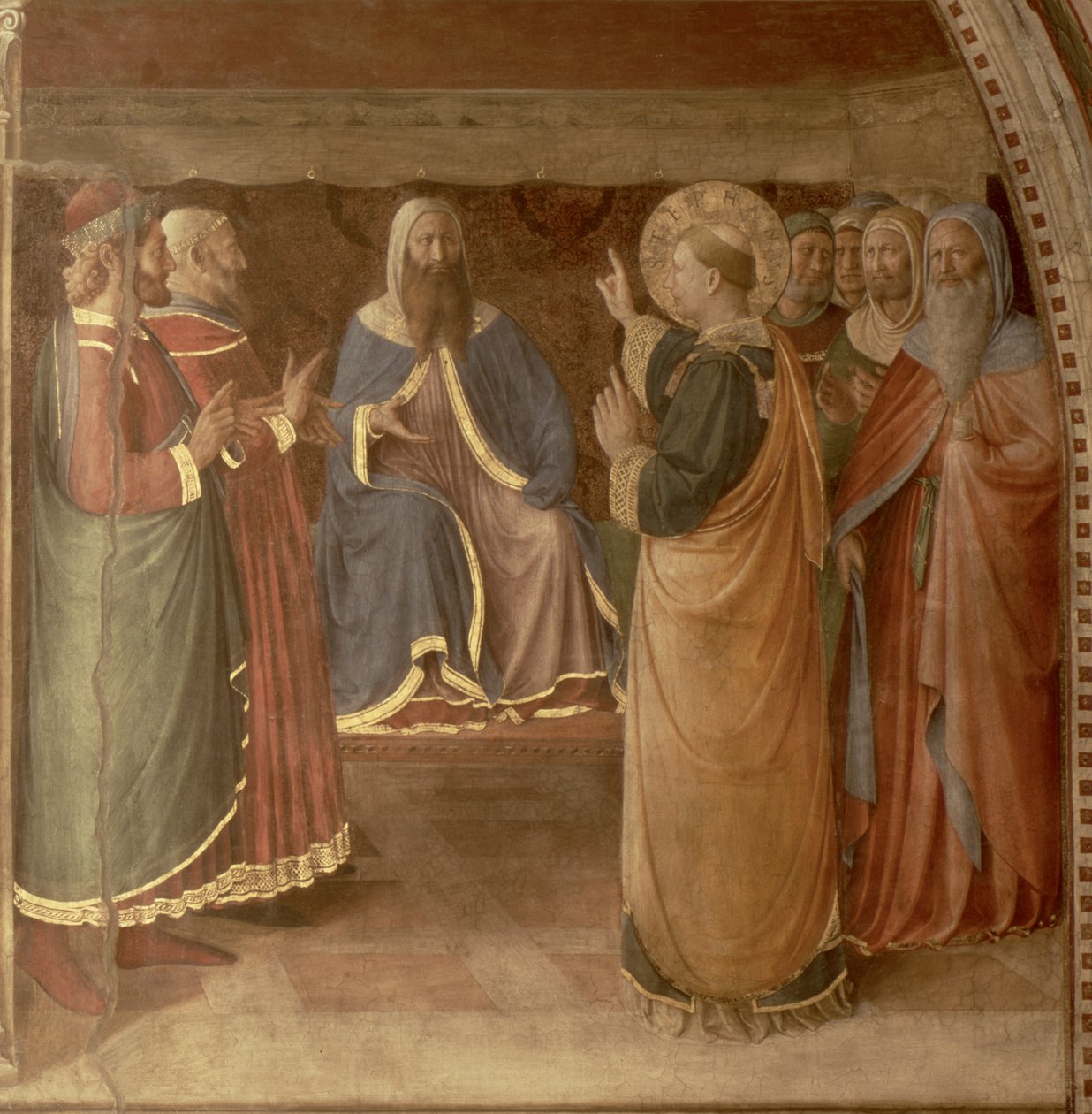 San Stefano predica e San Stefano si rivolge al Consiglio (dettaglio) da Fra Angelico