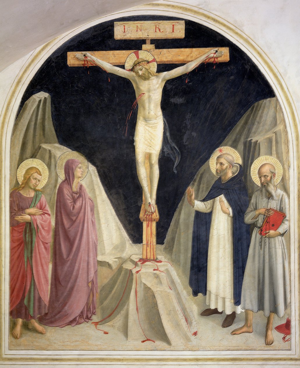La crocifissione, con i SS. Domenico e Girolamo, 1442 da Fra Angelico