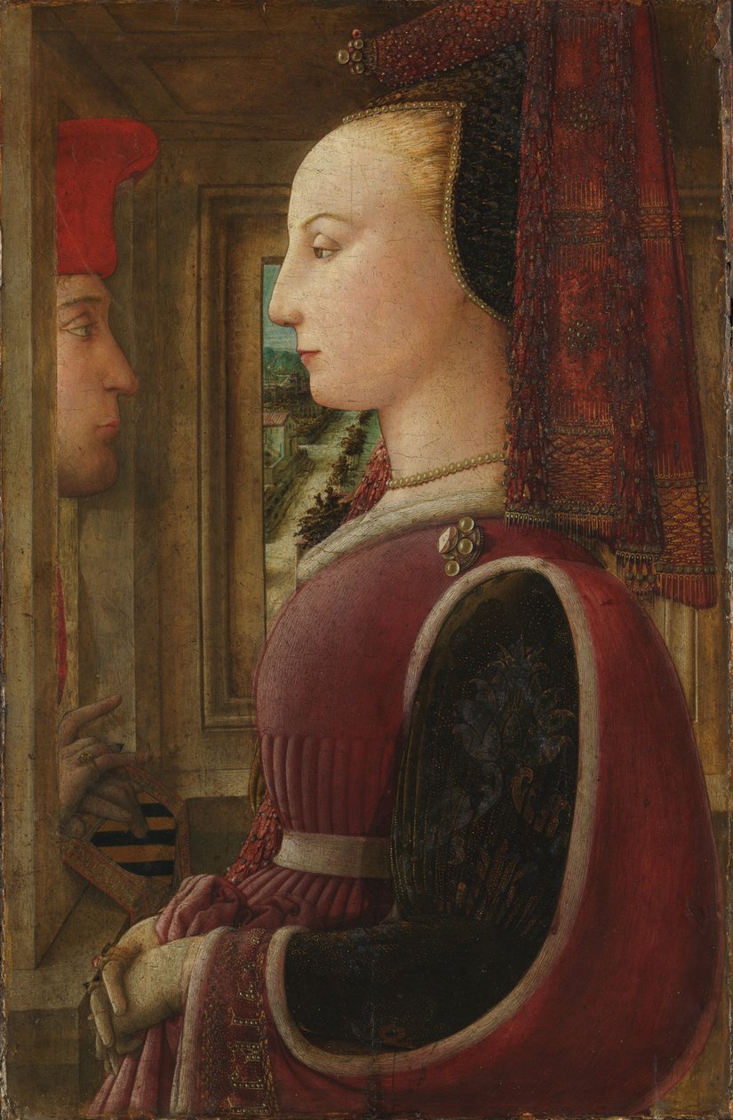 Ritratto di una donna con un uomo a una finestra, c.1440 da Fra Filippo Lippi