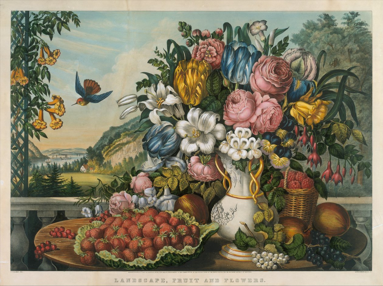 Paesaggio, frutta e fiori, 1862 da Frances Flora Bond Palmer