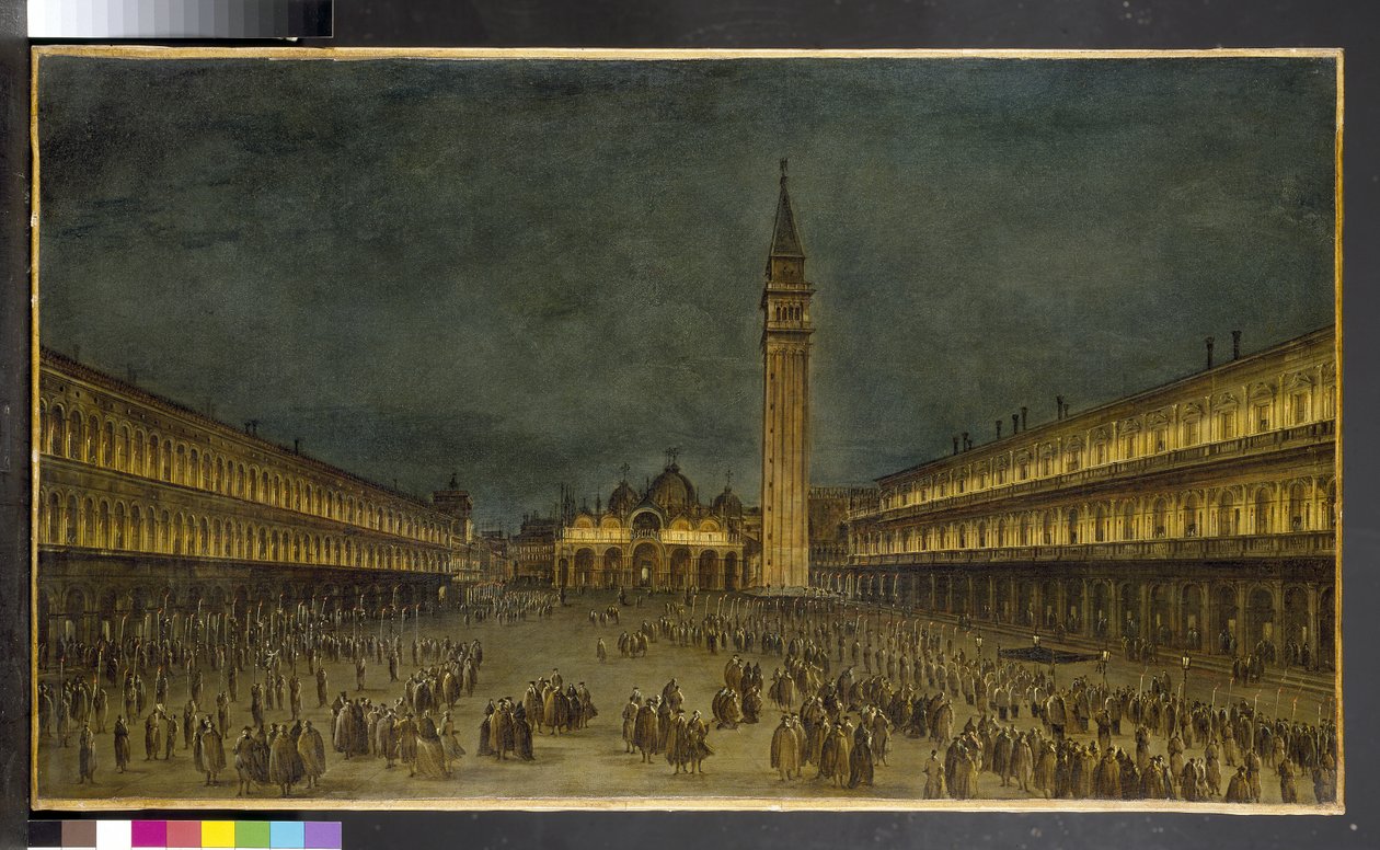 Una processione notturna in Piazza San Marco, 1750-60 da Francesco Guardi