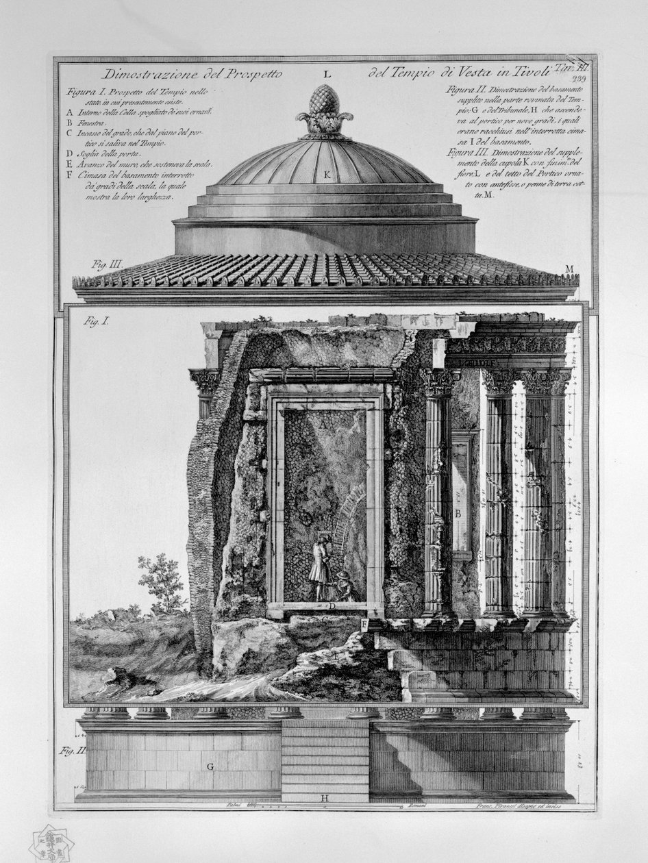 Dimostrazione del Prospetto del Tempio di Vesta a Tivoli da Francesco Piranesi