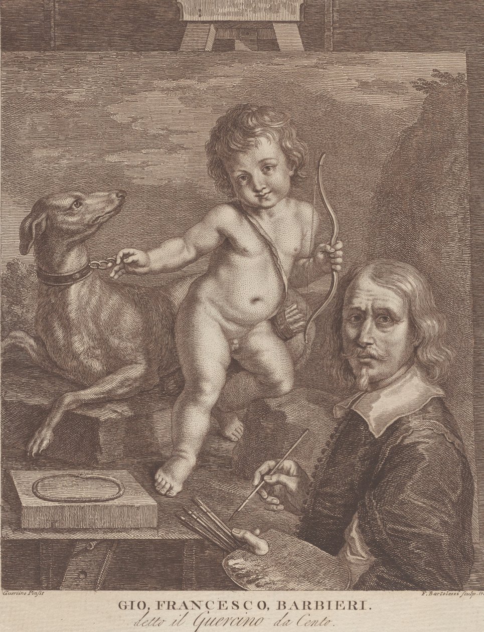 Autoritratto di Guercino da Francesco Bartolozzi