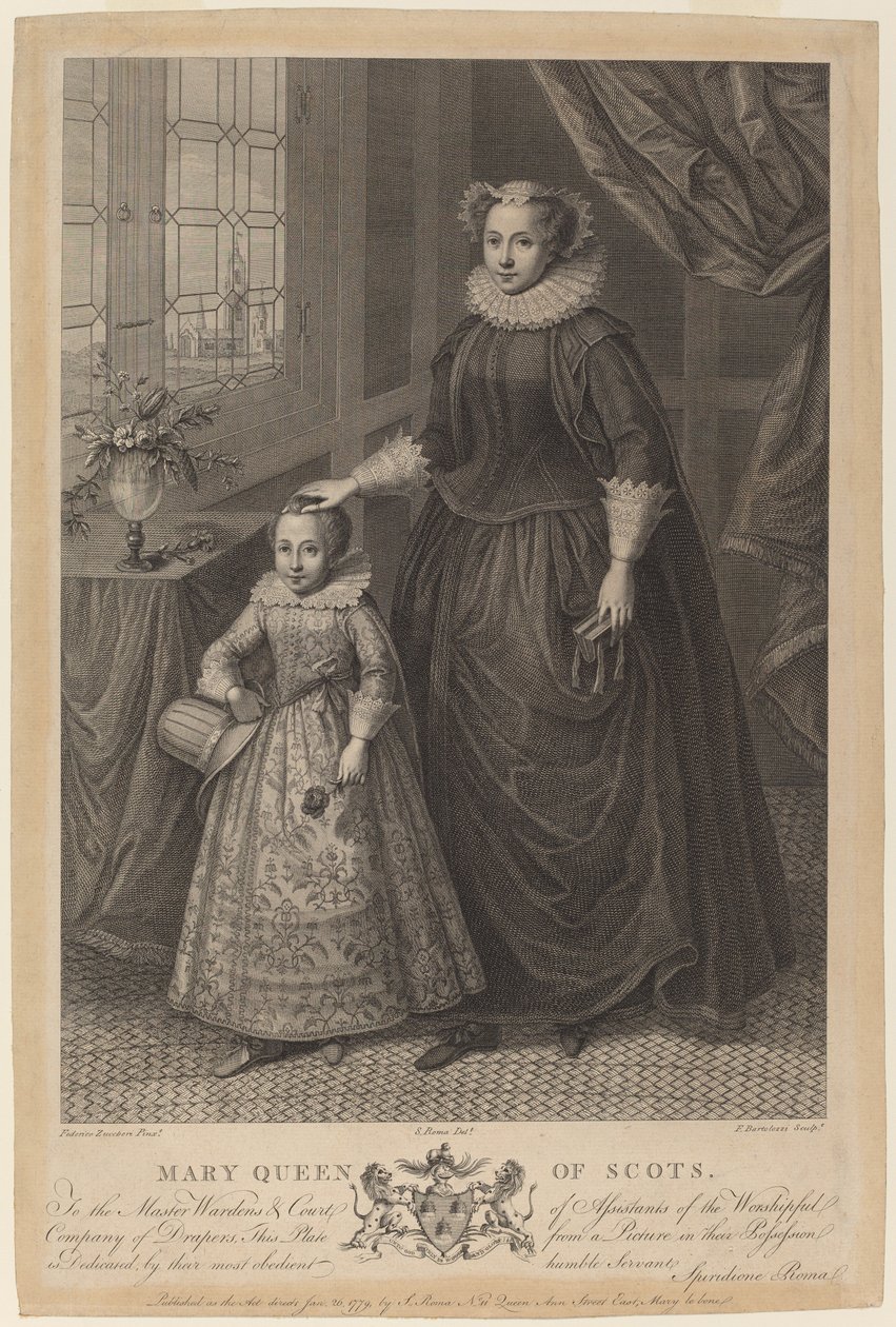Maria, regina di Scozia da Francesco Bartolozzi after Federico Zuccaro