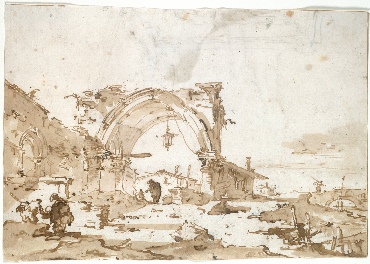 Un capriccio con un arco gotico in rovina da Francesco Guardi