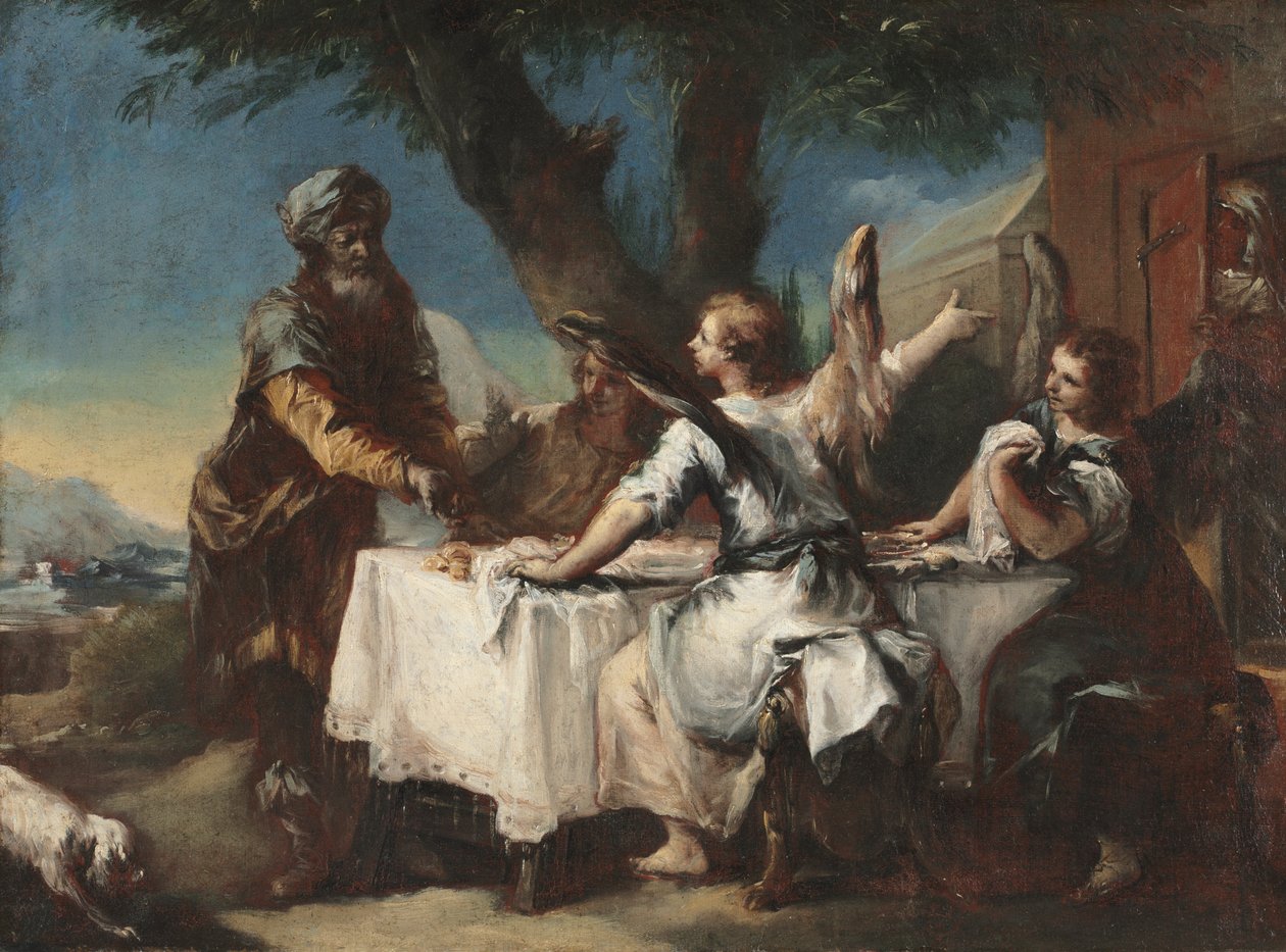 Abramo accoglie i tre angeli da Francesco Guardi