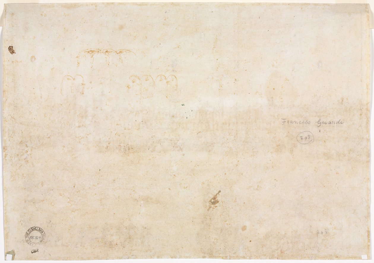 Tre schizzi di archi (verso) da Francesco Guardi