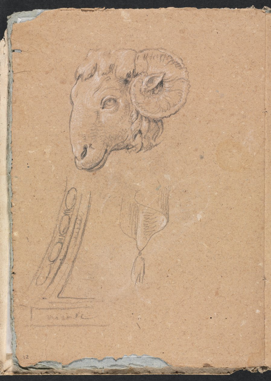Taccuino di Verona: Testa di ariete pagina 12, 1760 da Francesco Lorenzi