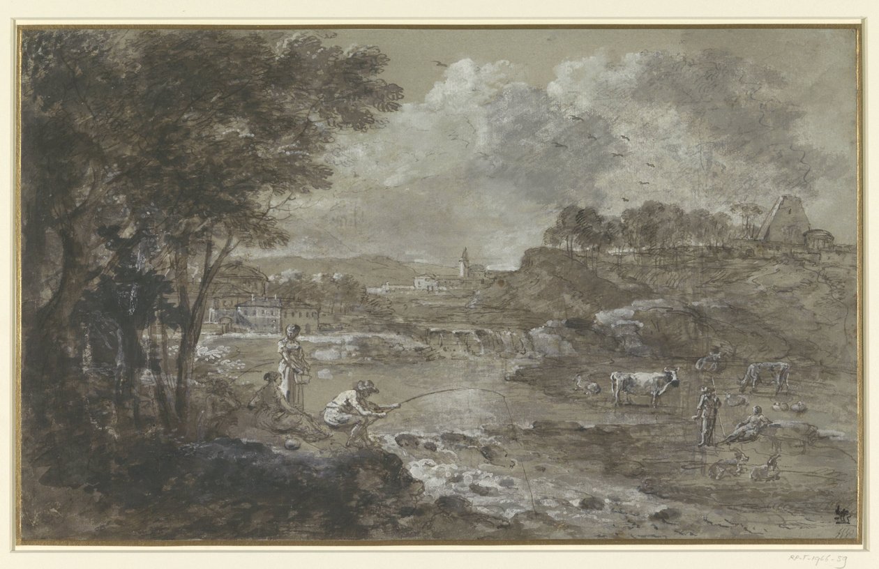Paesaggio fluviale con pescatore da Francesco Zuccarelli