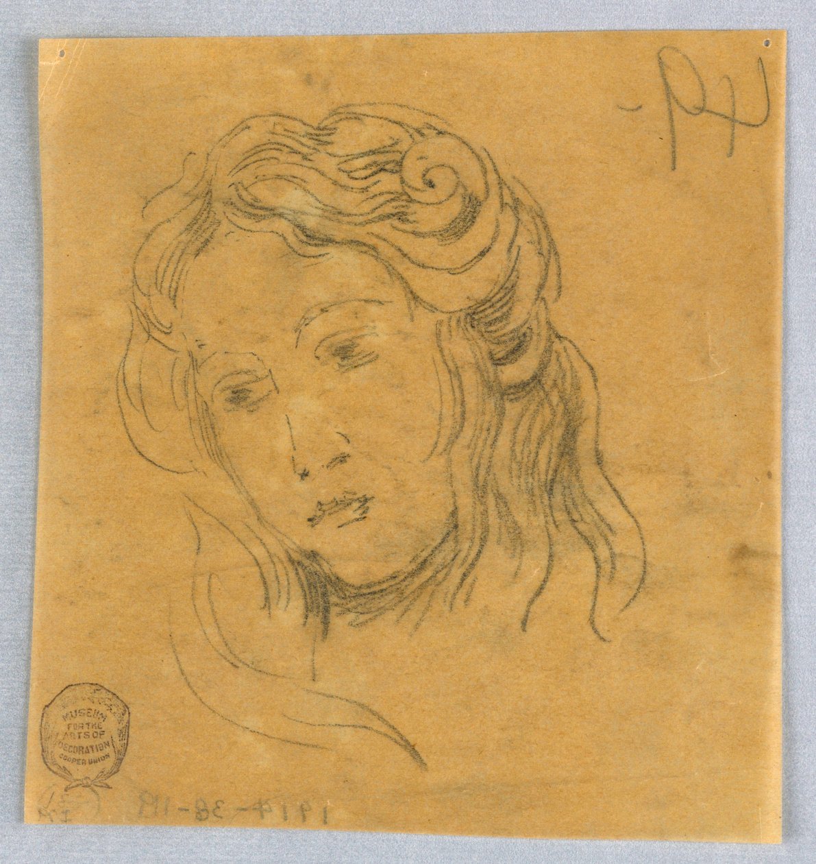 Schizzo della testa di una donna da Francis Augustus Lathrop