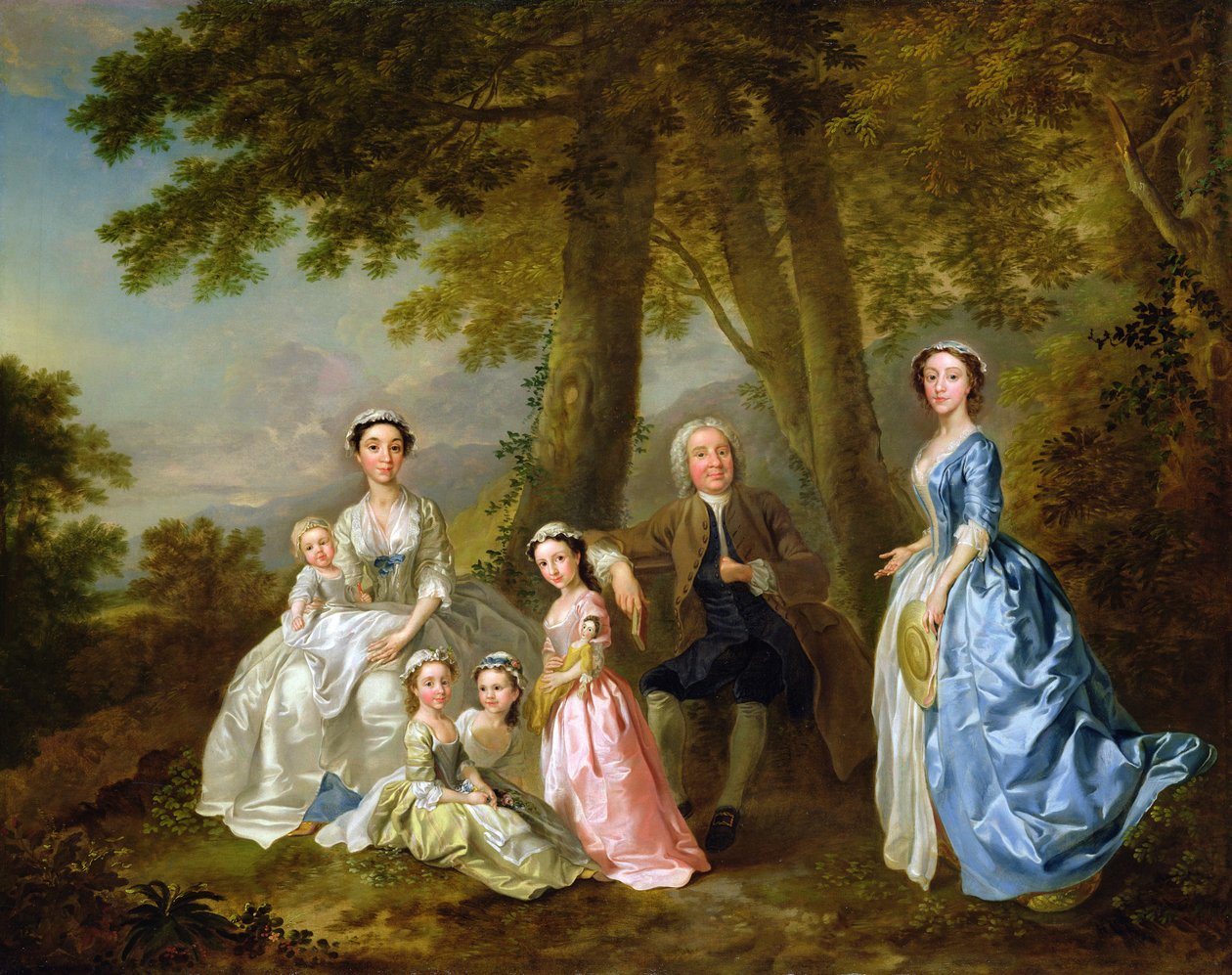Samuel Richardson seduto con la sua seconda famiglia da Francis Hayman