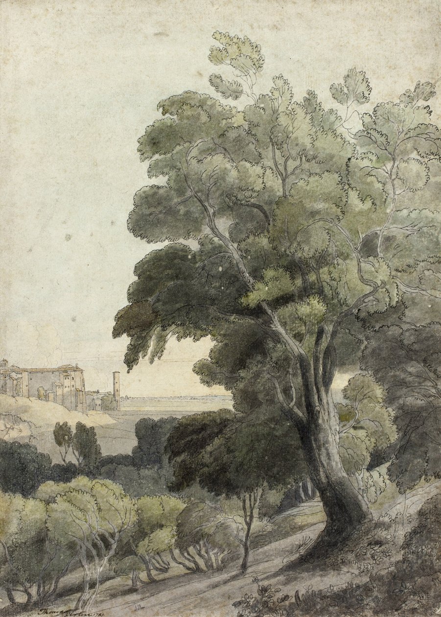 Tivoli, con Roma in lontananza, c.1781 da Francis Towne