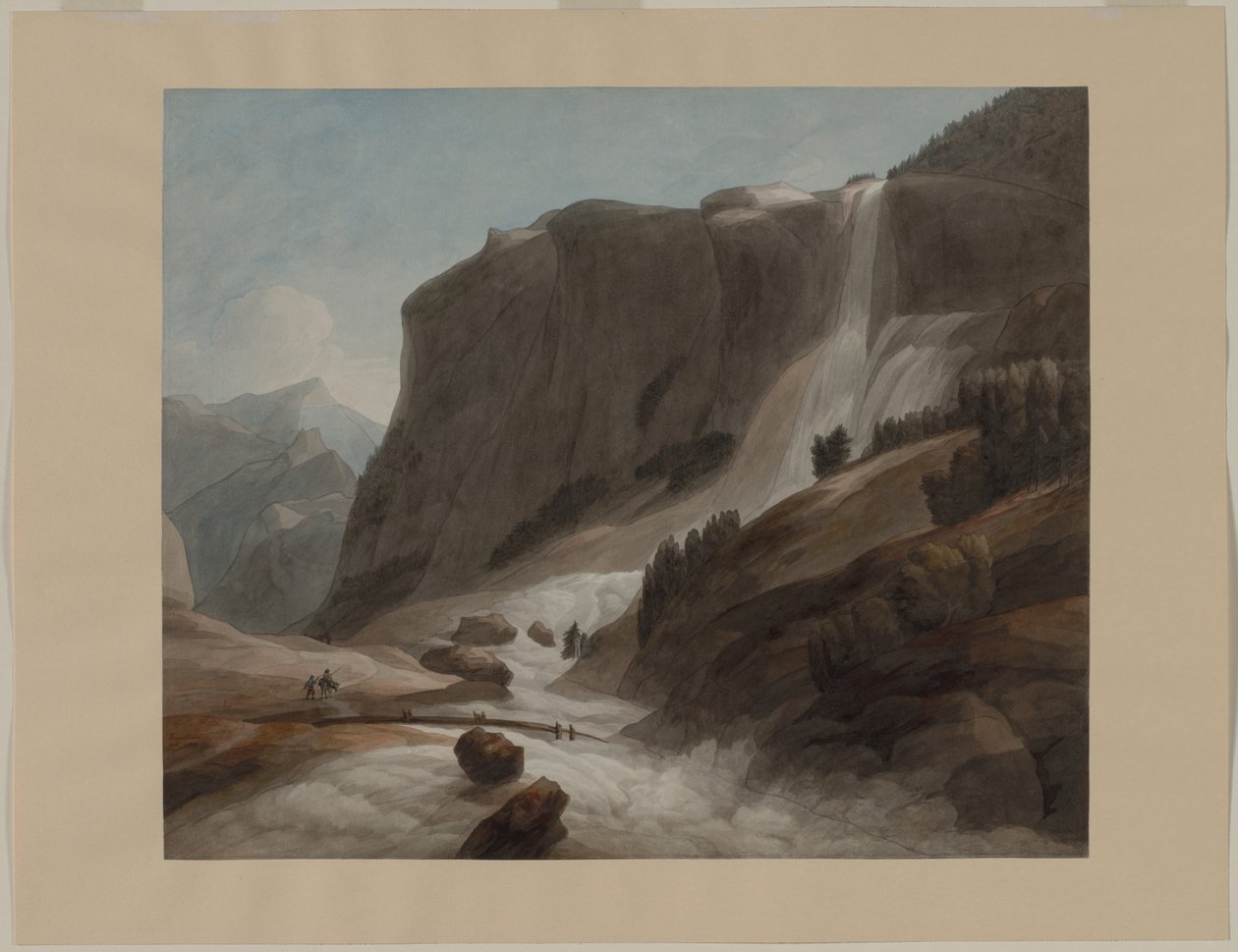Cascata tra Chiavenna e il Monte Splügen da Francis Towne
