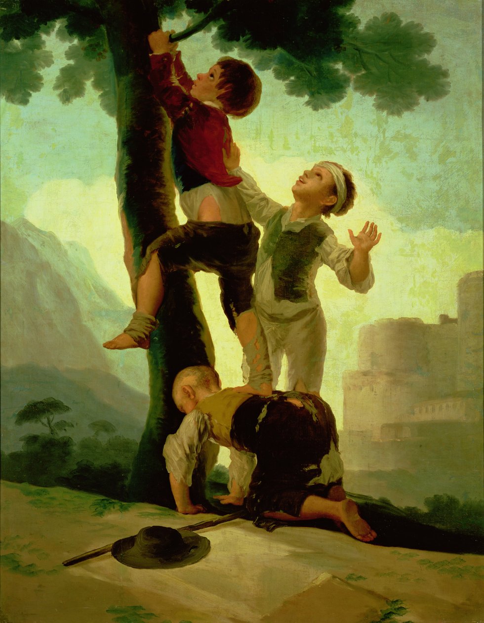 Ragazzi che scalano un albero, cartone per un arazzo, 1790-92 da Francisco de Goya