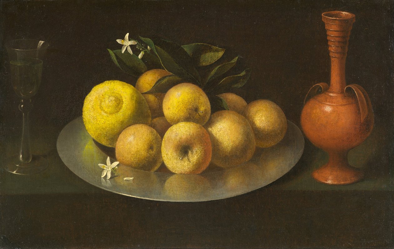 Natura morta con bicchiere, frutta e vaso da Francisco de Zurbaran