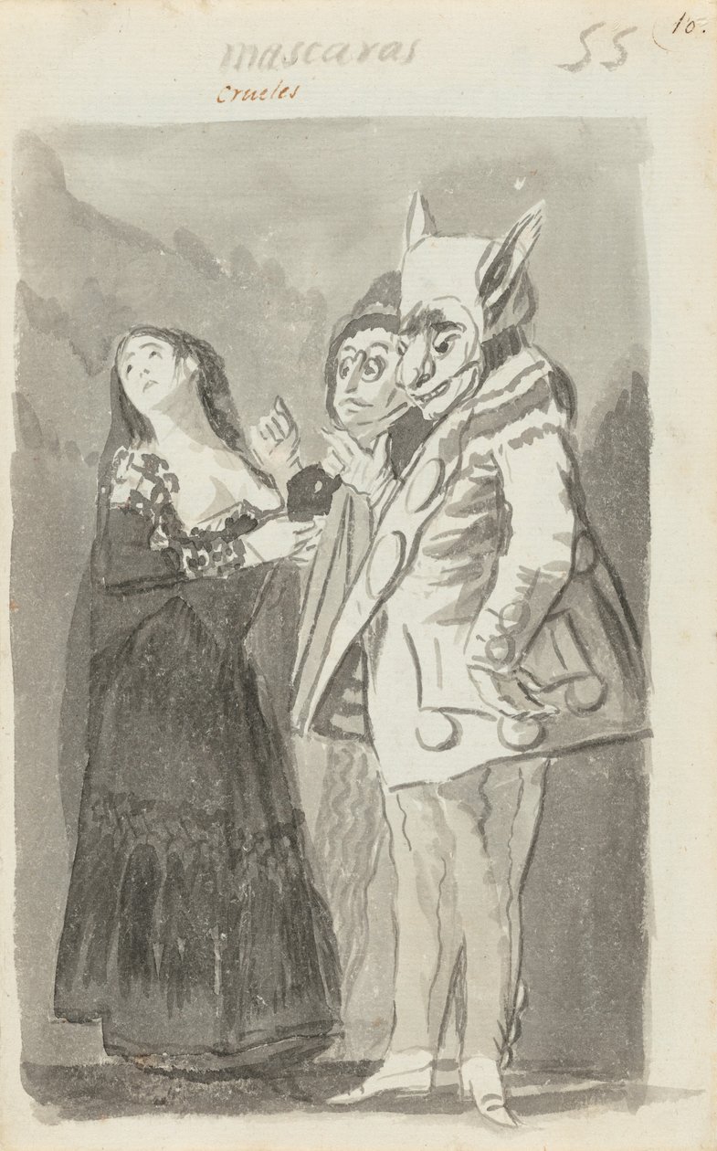 Maschere crudeli (recto) da Francisco de Goya