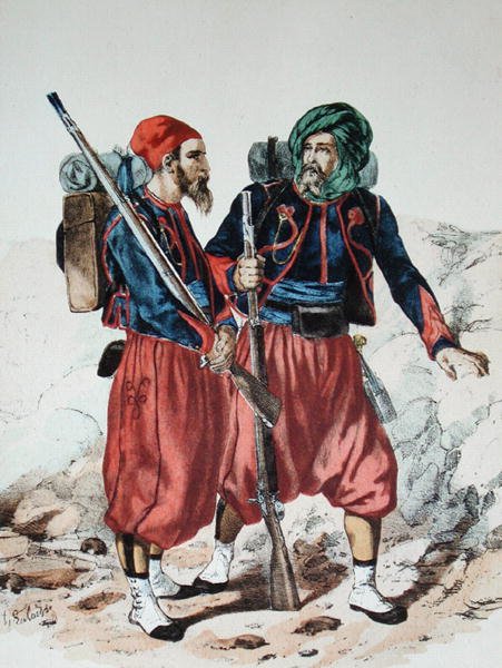Zouaves, c.1860 (litografia a colori) da Francois Hippolyte Lalaisse