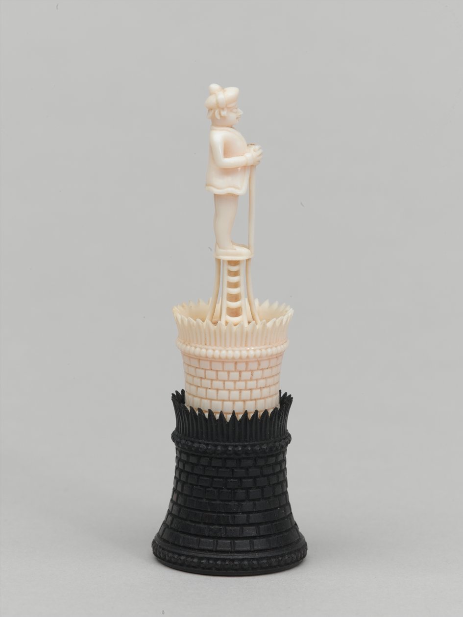 Torre nera, pezzo degli scacchi, India, circa 1820 da Francois Dubois