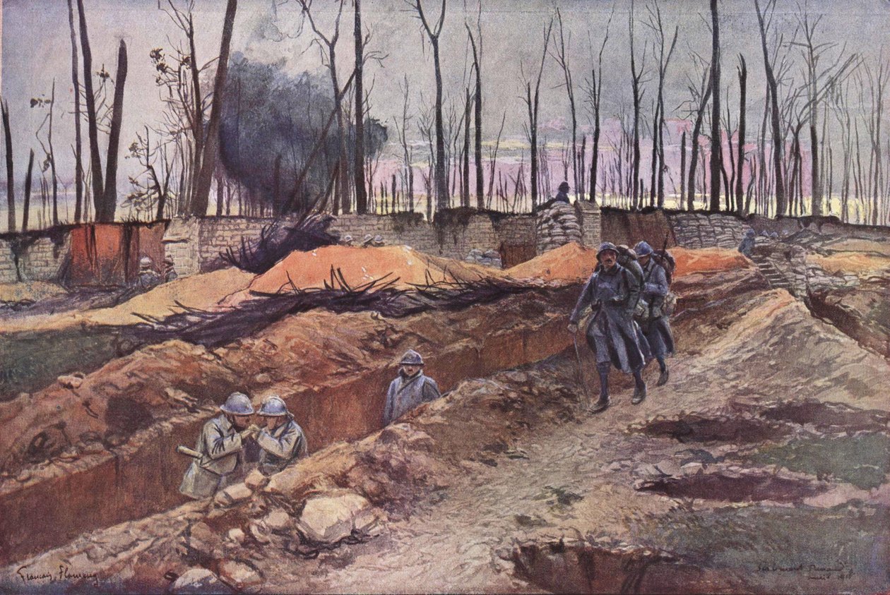Scena di battaglia della Prima Guerra Mondiale da Francois Flameng