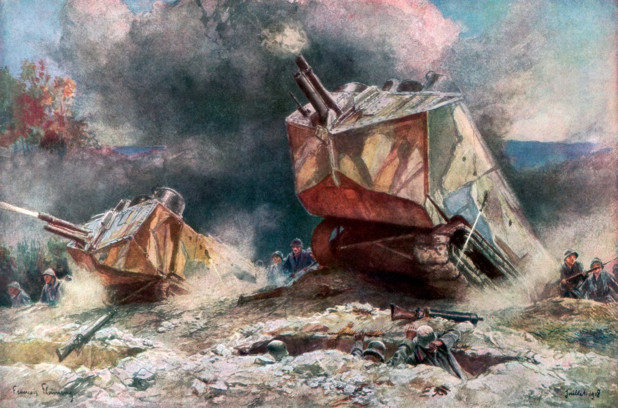 Assalto del carro armato francese, luglio 1918, 1926 da Francois Flameng