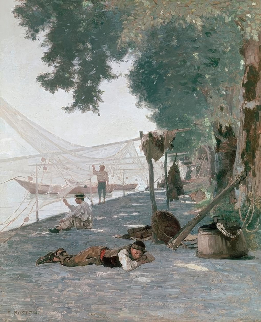 Reti e pescatori da Francois Louis David Bocion