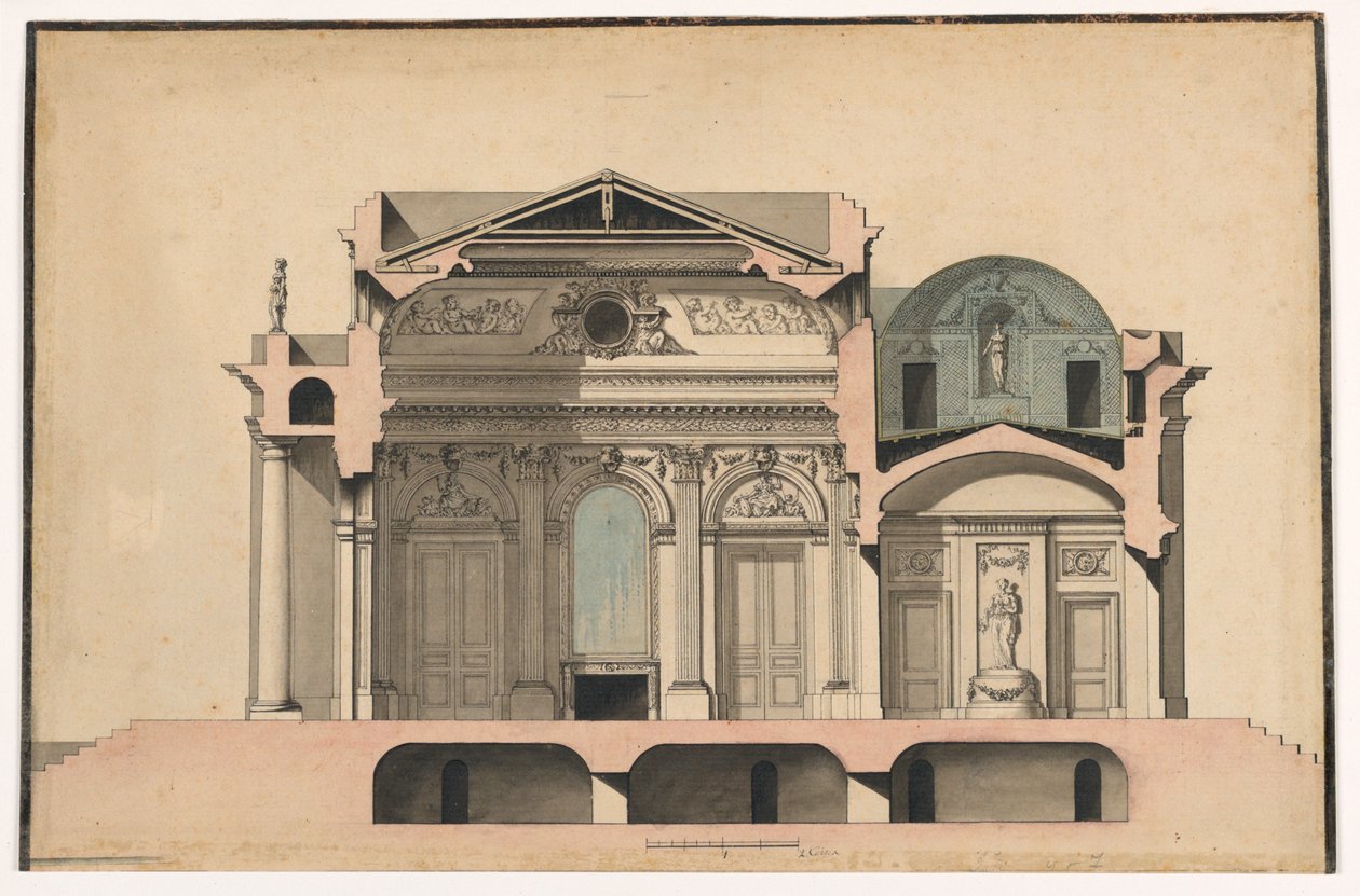 Sezione di una villa da Francois Soufflot, called Le Romain