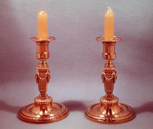 Due candelabri (argento dorato) da Francois Thomas Germain
