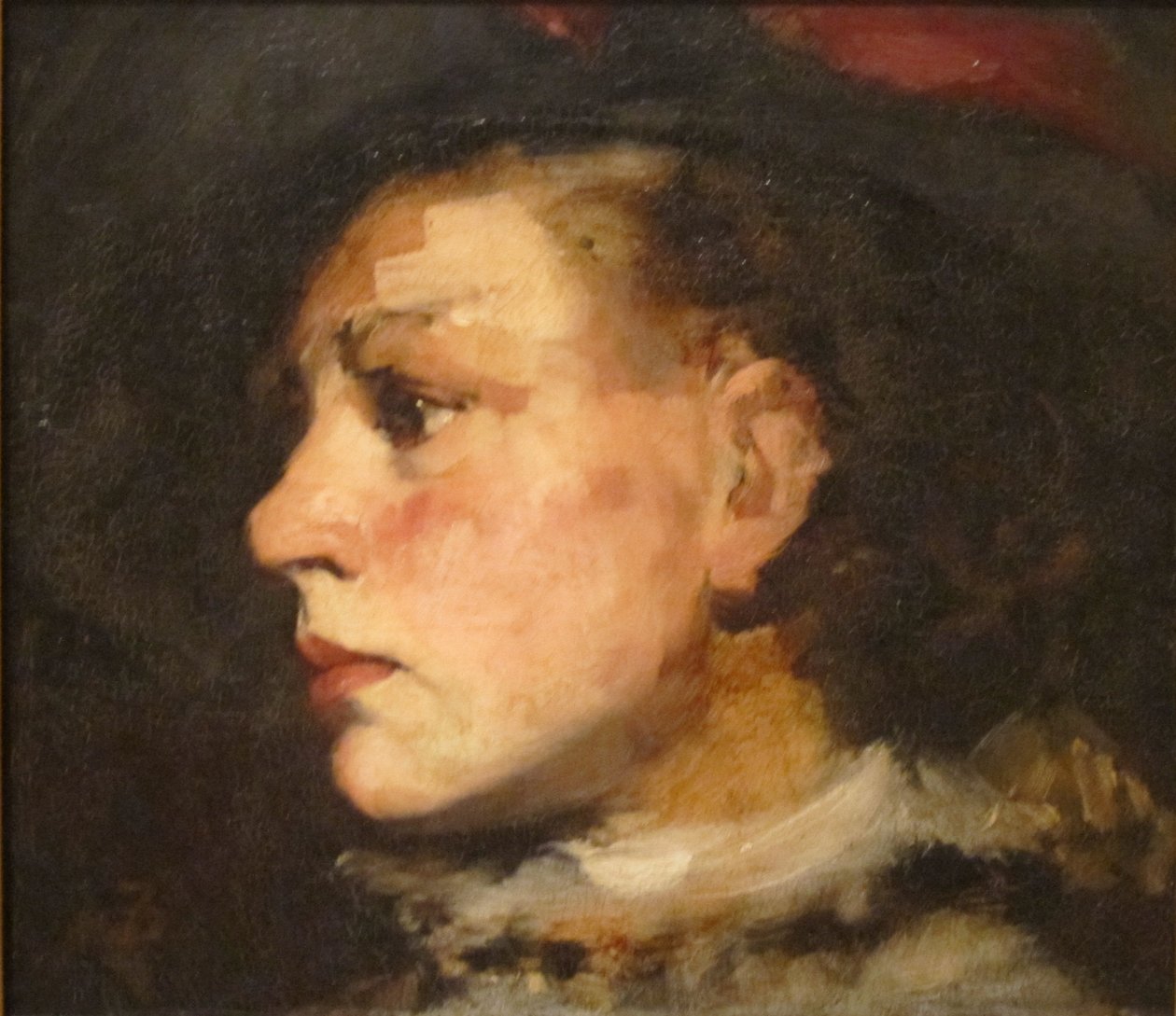 Profilo di una ragazza con cappello da Frank Duveneck