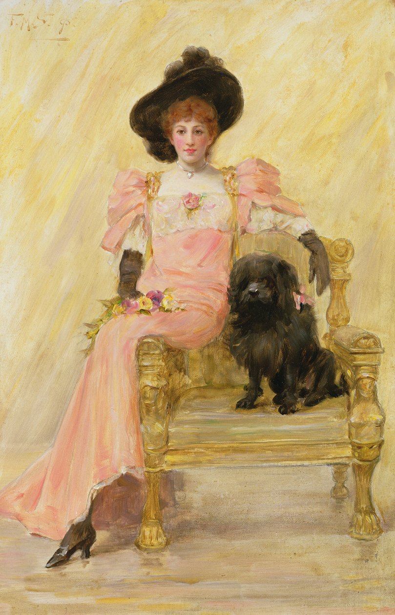 Ritratto di una signora con il suo cane da Frank Markham Skipworth