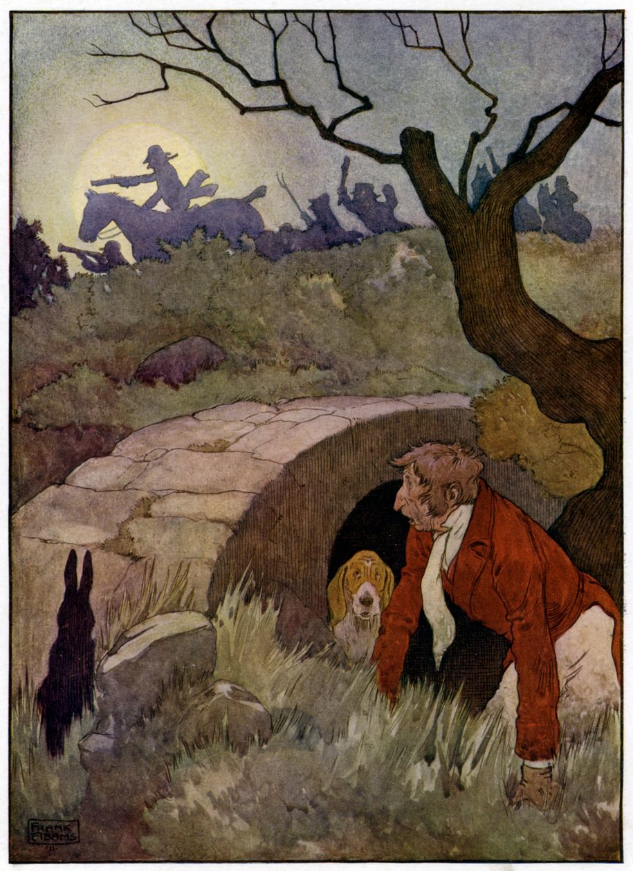 Tre allegri cacciatori (litografia a colori) da Frank Adams