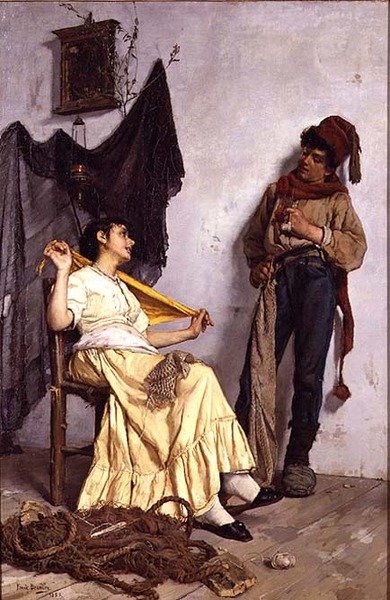 Tessitura di reti da pesca da Frank Bramley