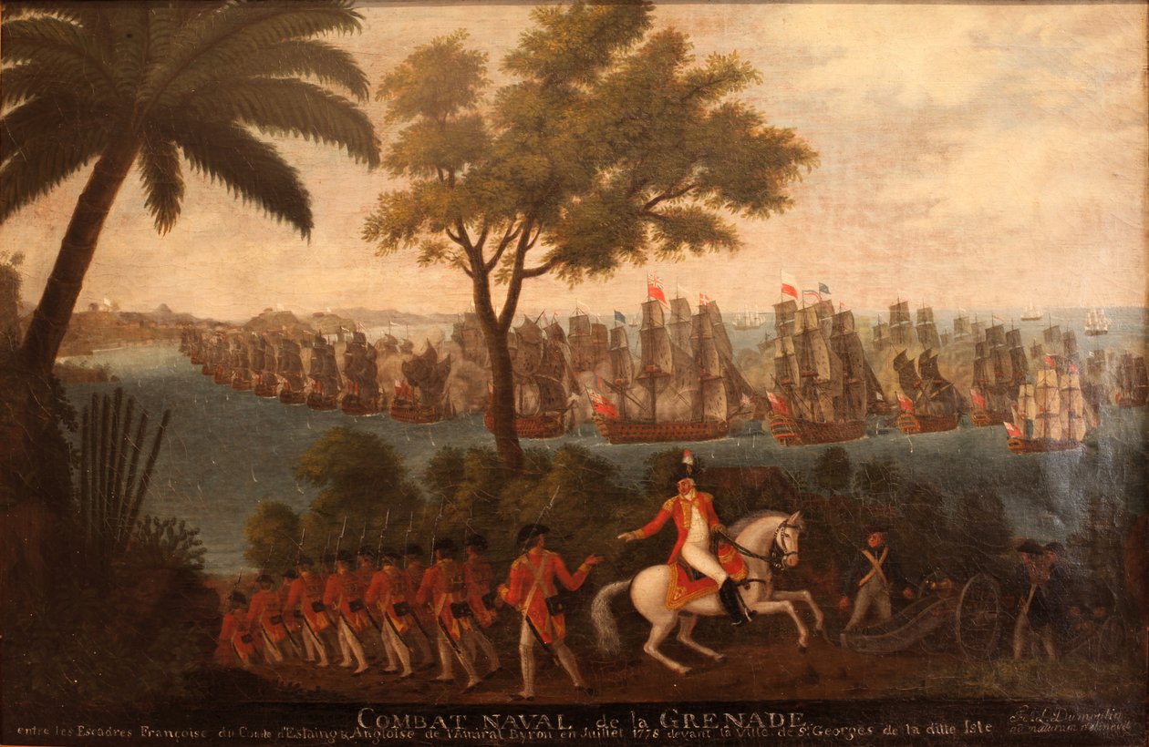 Battaglia navale di Granada tra le flotte francesi e inglesi da François Aimé Louis Dumoulin