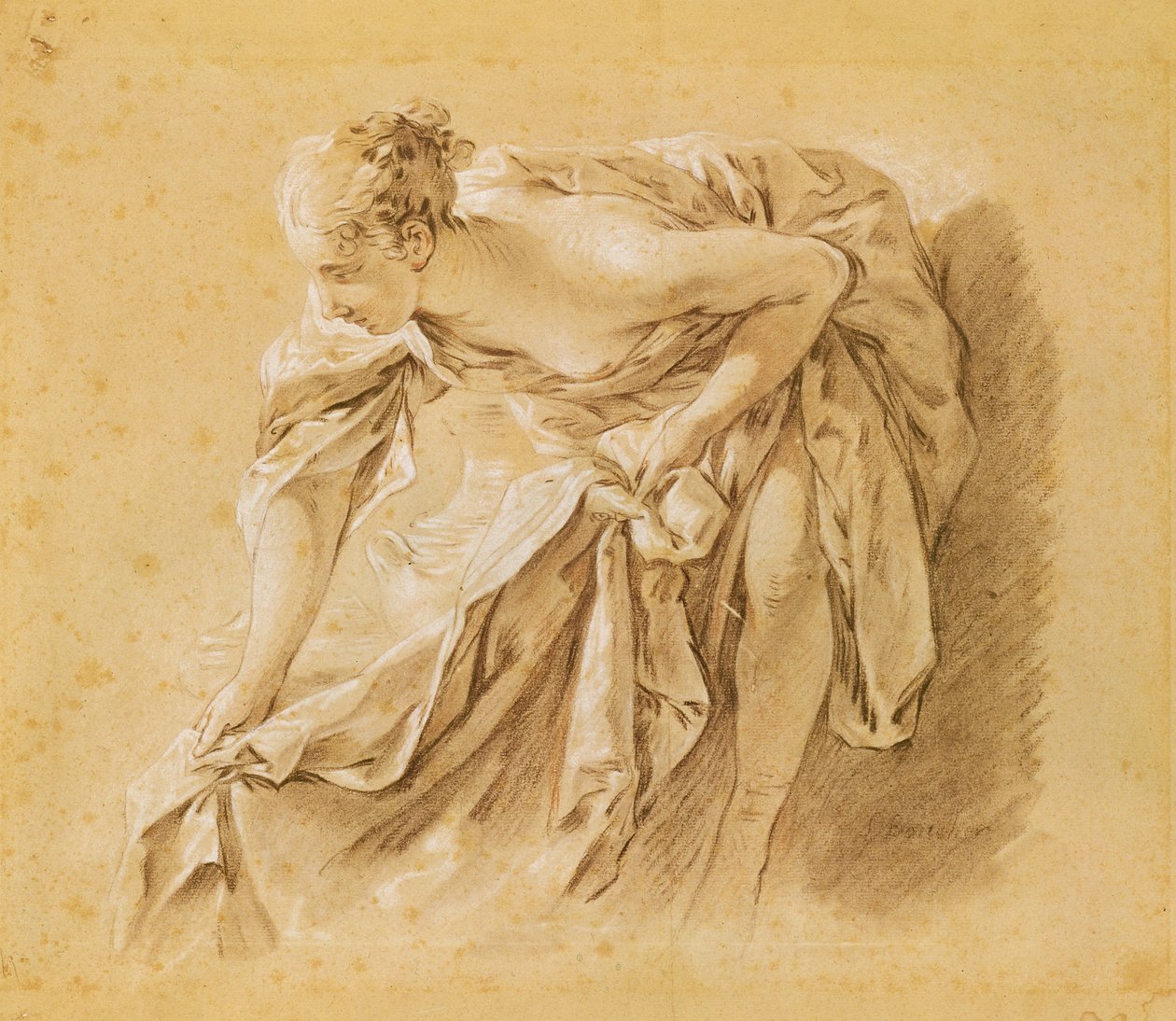 Donna parzialmente nuda che fa il bagno da François Boucher