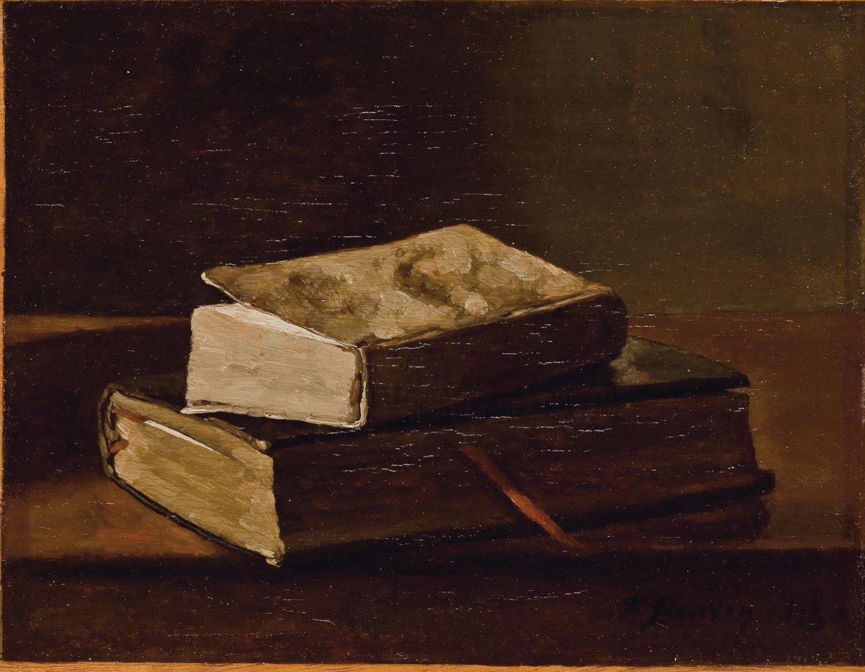 Natura morta con due libri, 1858 da François Bonvin