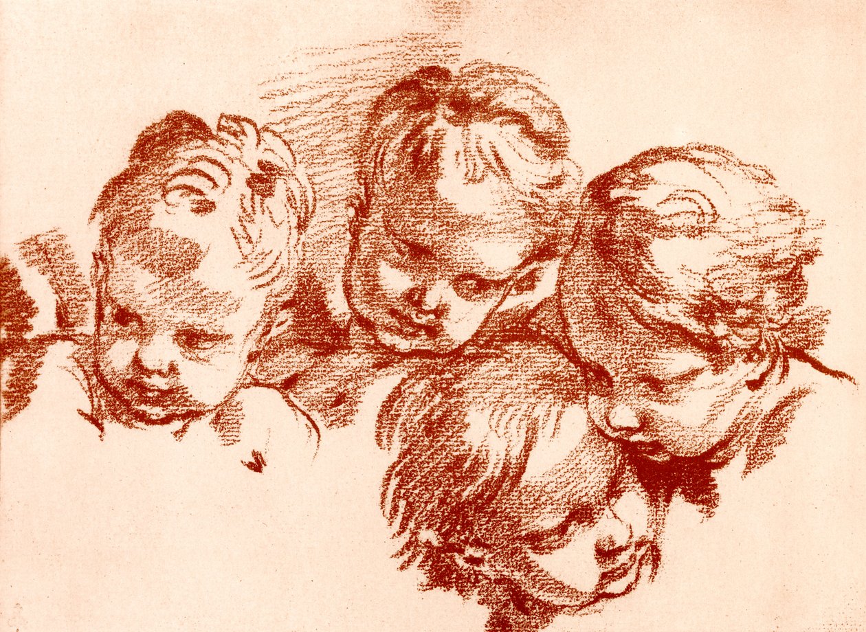 Quattro studi di teste di bambini da François Boucher