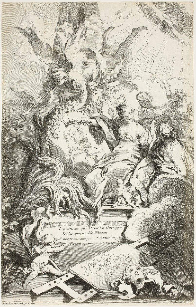 Le grazie sulla tomba di Watteau da François Boucher