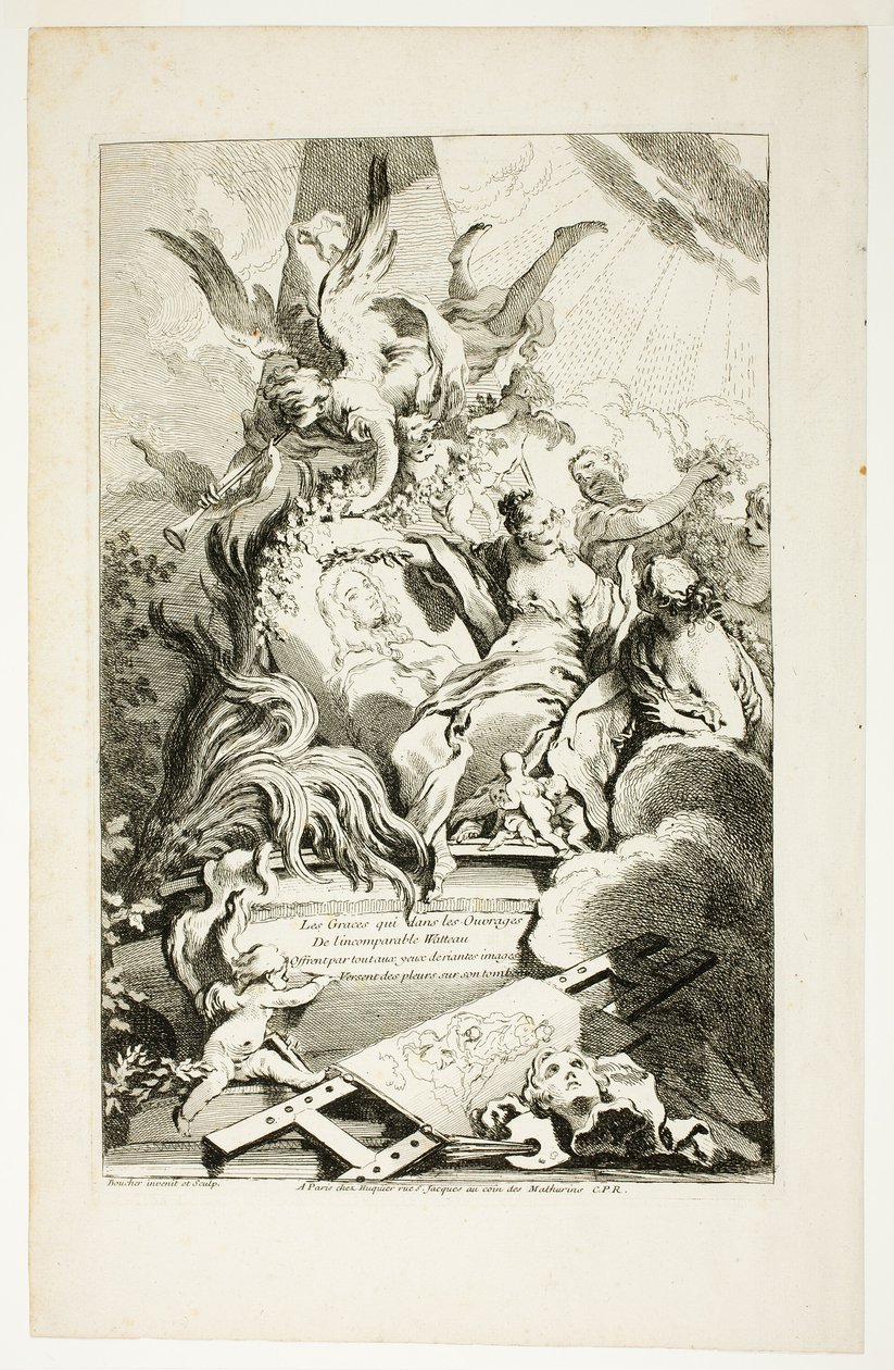 Le grazie sulla tomba di Watteau da François Boucher