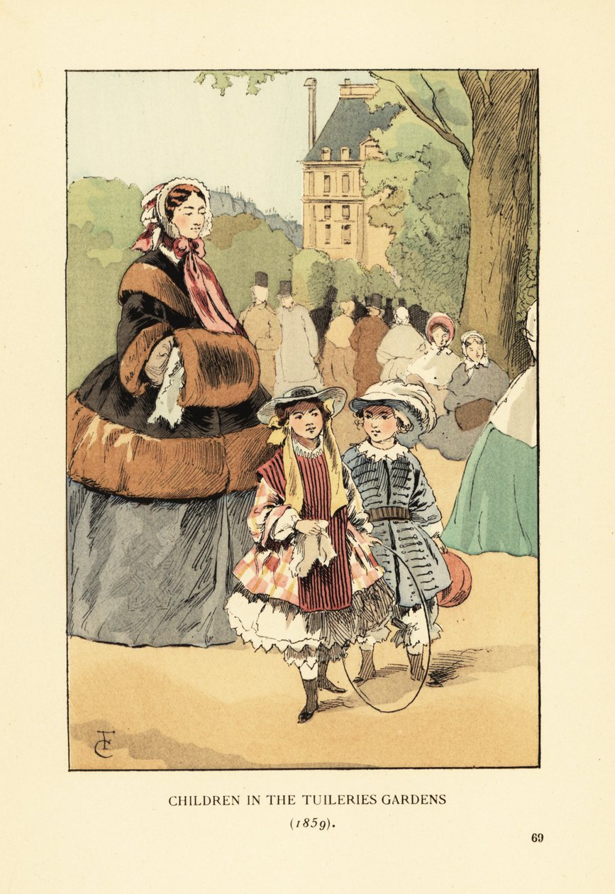 Bambini nei Giardini delle Tuileries nel 1859 da François Courboin
